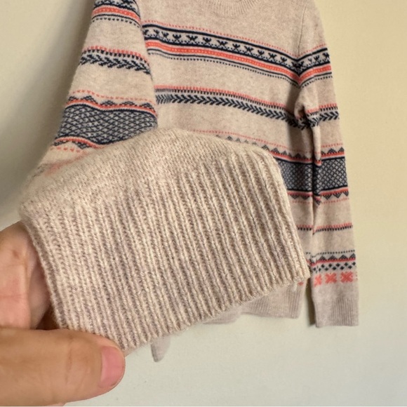 Madewell Marino Wool Fair Isle Sweater Size L Beige Knit Crewneck Pullover - Picture 7 of 13